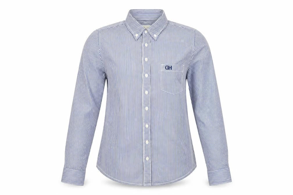 Gilly Hicks Womens Blue Striped Cotton Basic Button-Up Size S Collared