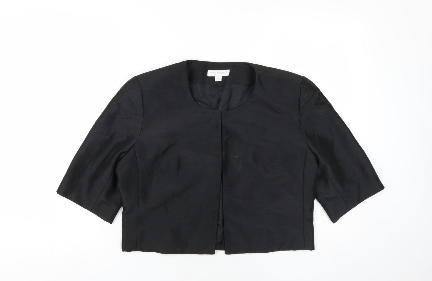 Tina Taylor Womens Black Jacket Size 16 Hook & Eye