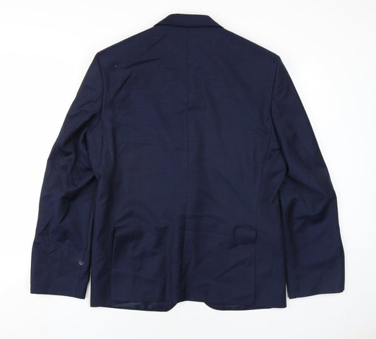 Marks and Spencer Mens Blue Wool Jacket Blazer Size 40 Regular
