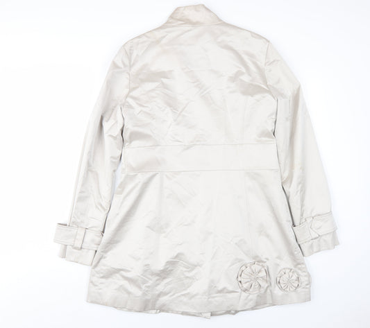 ABS Womens Silver Overcoat Coat Size L Button