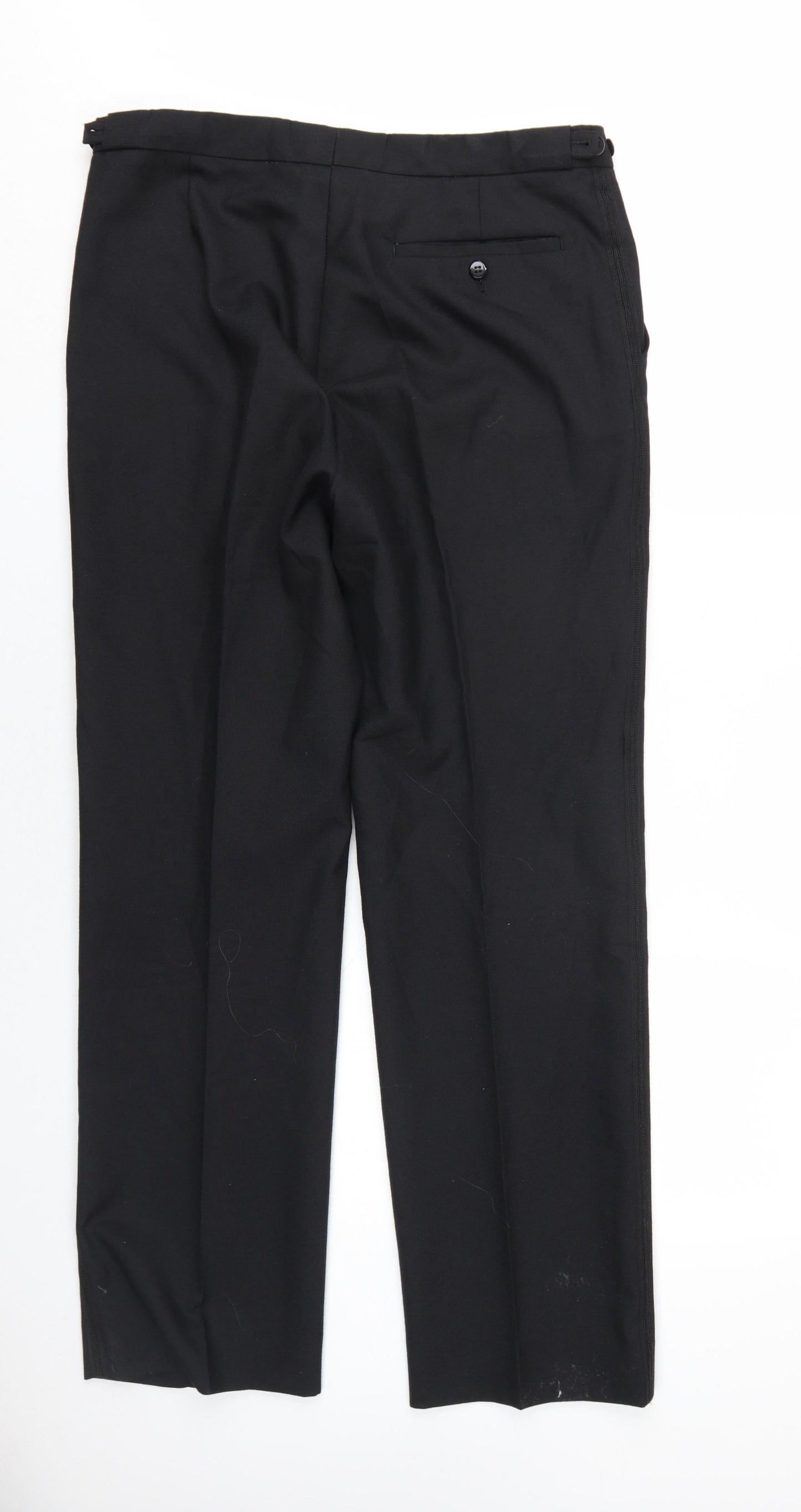 Dunn & Co Mens Black Wool Tuxedo Suit Trousers Size 34 Regular