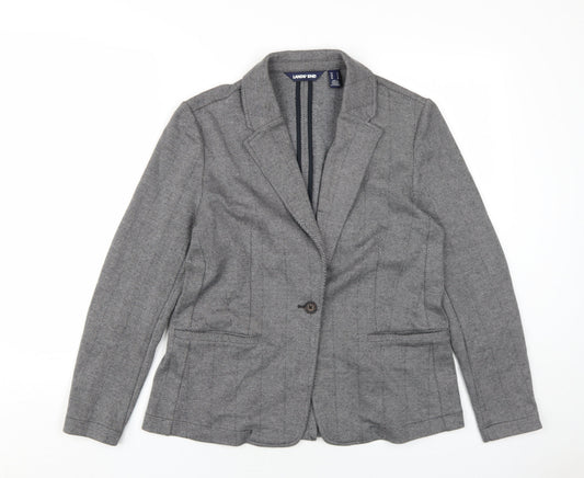 Lands' End Womens Grey Herringbone Jacket Blazer Size S Button