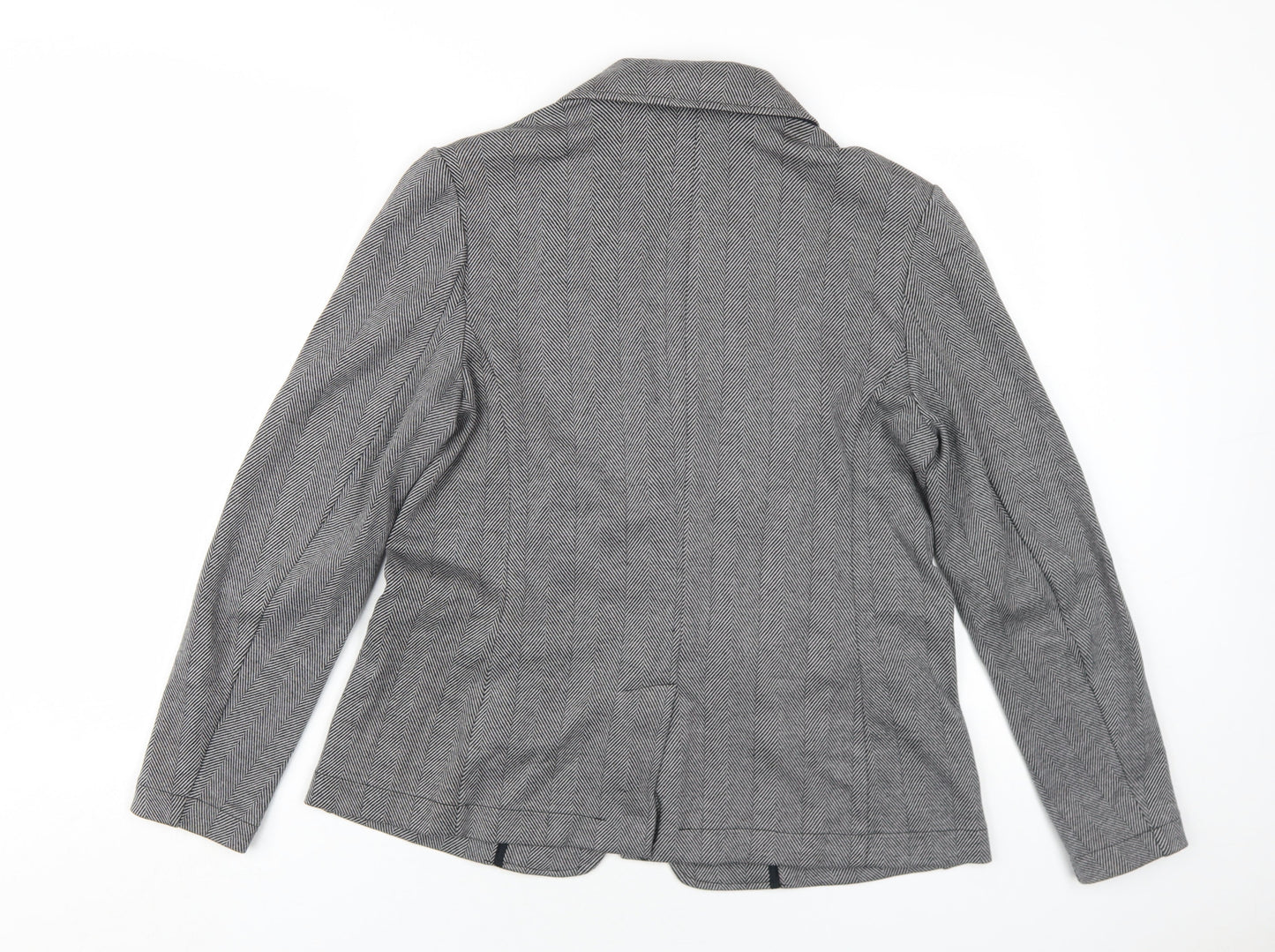 Lands' End Womens Grey Herringbone Jacket Blazer Size S Button