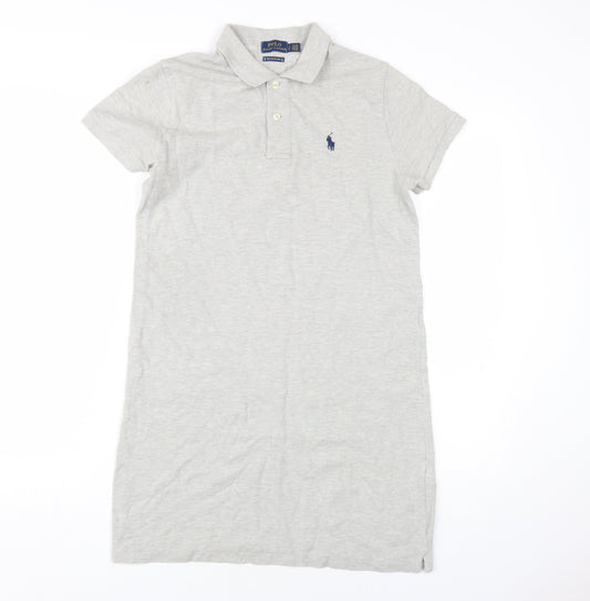 Polo Ralph Lauren Womens Grey Cotton A-Line Size S Collared Button