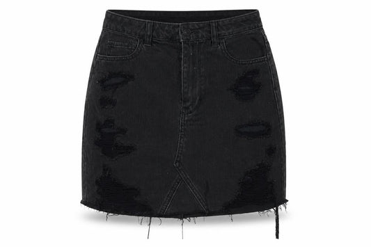 Hollister Women’s Black Distressed Denim Skirt Size 9