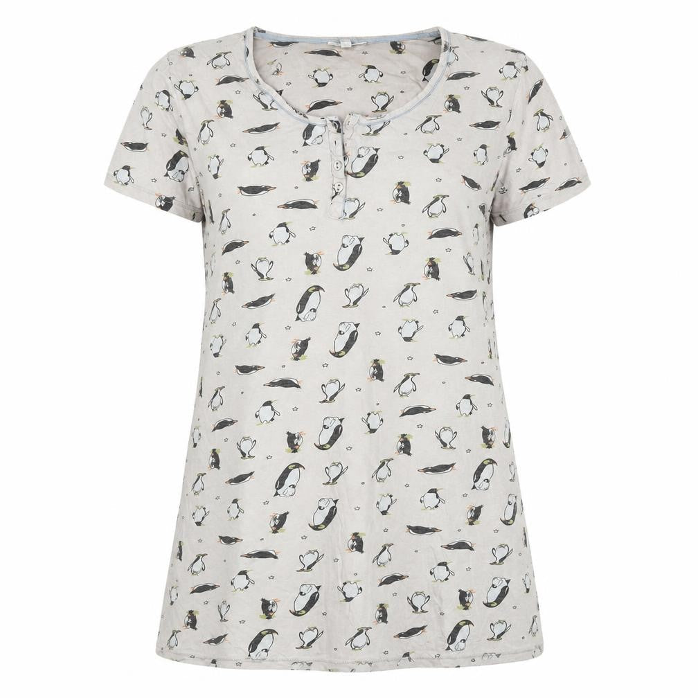 Laura Ashley Women Beige Animal Print Nightshirt XL
