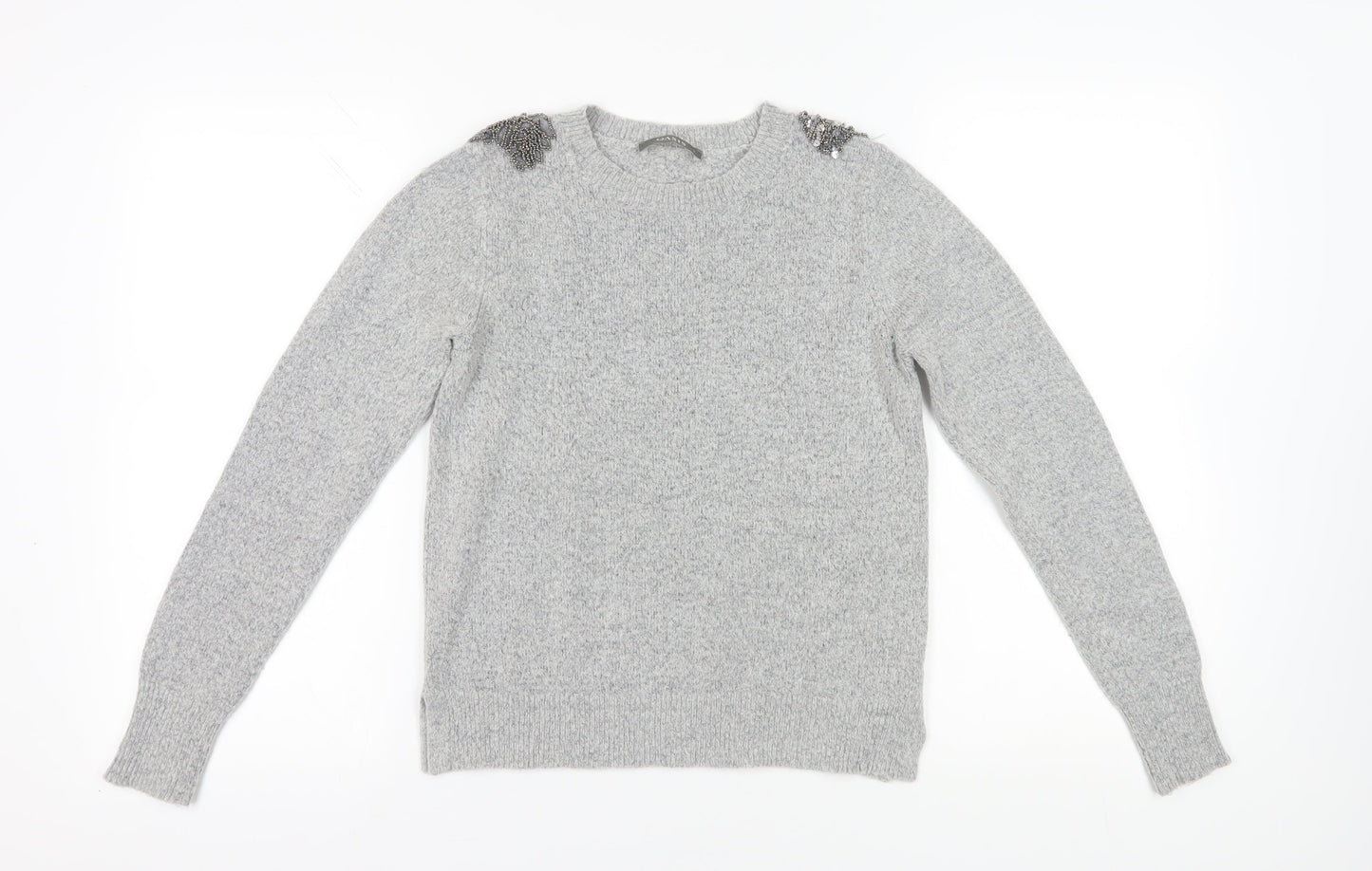 Oasis Women's Grey Pullover Jumper, S, Beaded Accents