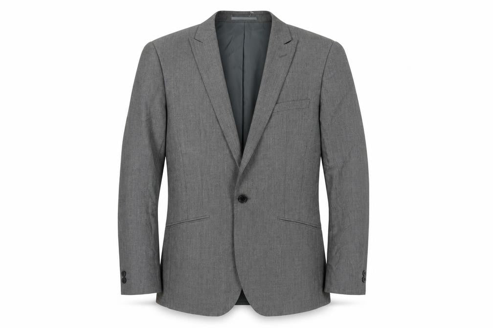 Mens 38 Chest Regular Moss London Grey Two-Button Blazer