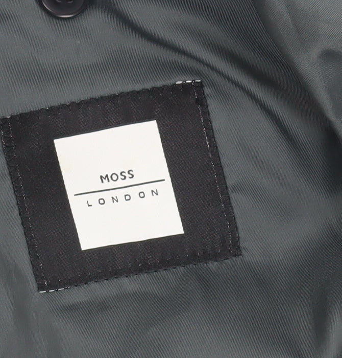 Moss London Men's Grey Blazer, Size 38, Long Fit