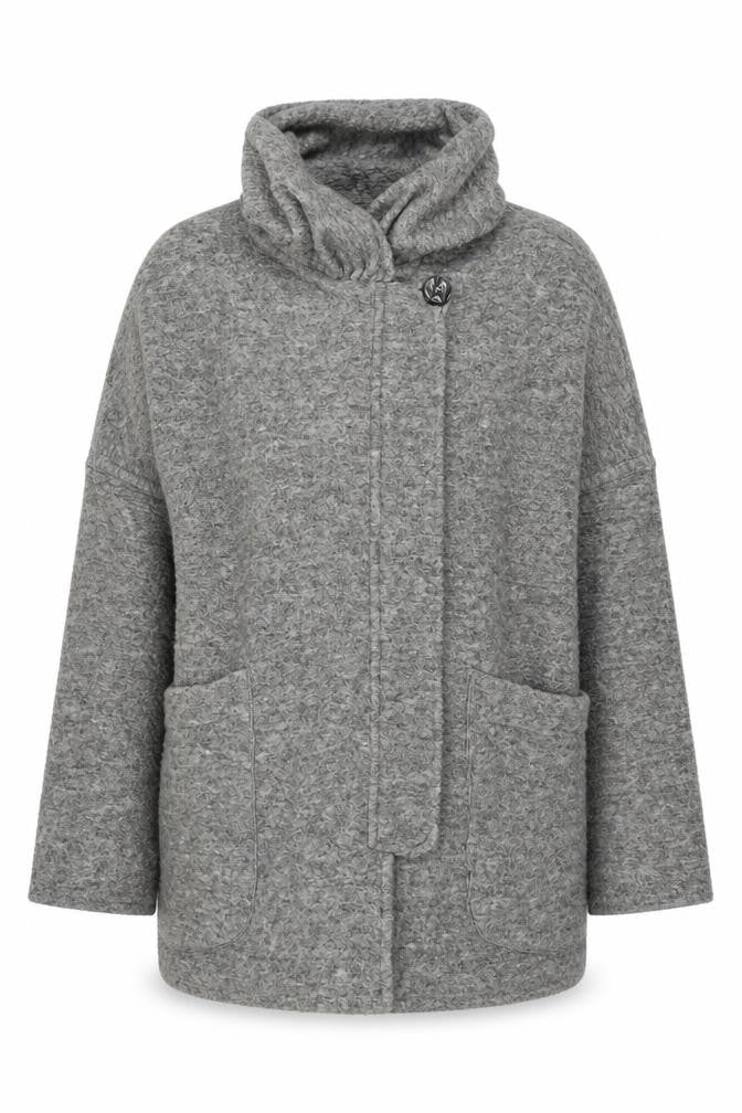 LS Women's Grey Wool Blend Coat - Size L