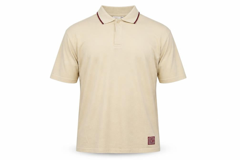 Grand De Luxe Men's Beige Polo - XXL, Short Sleeve, Cotton