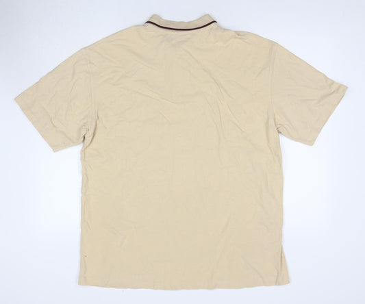 Grand De Luxe Men's Beige Polo - XXL, Short Sleeve, Cotton