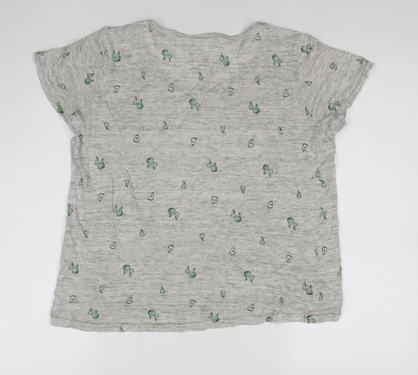 Tabitha Webb Women Grey Linen Animal Print T-Shirt Size 12