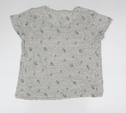 Tabitha Webb Women Grey Linen Animal Print T-Shirt Size 12