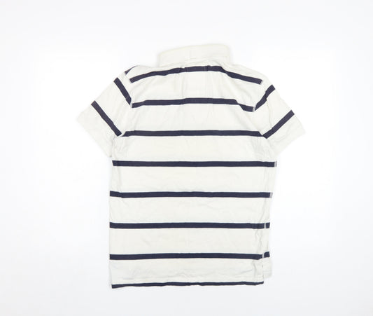 Esprit Men's White Striped Polo Shirt M Casual