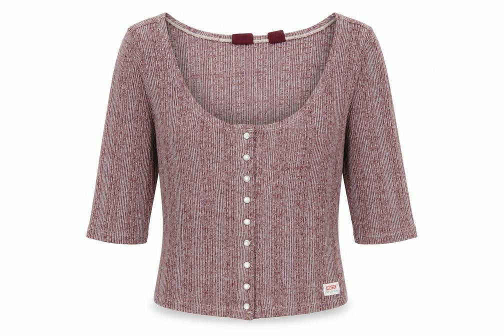 Womens UK Size XS Levi's Red Cotton Blend Button-Up