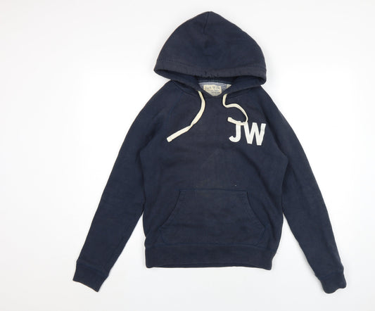 Jack Wills Women's Blue Hoodie UK 8, Logo Graphic Print
