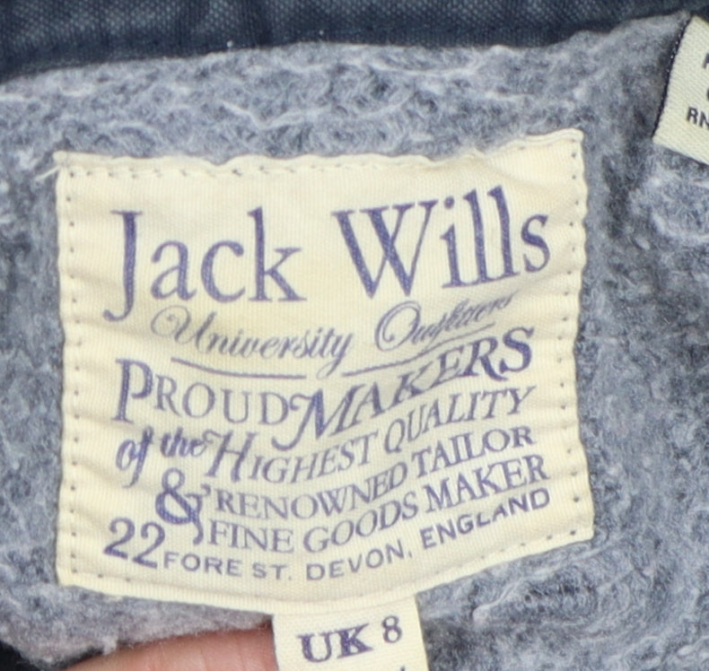 Jack Wills Women's Blue Hoodie UK 8, Logo Graphic Print
