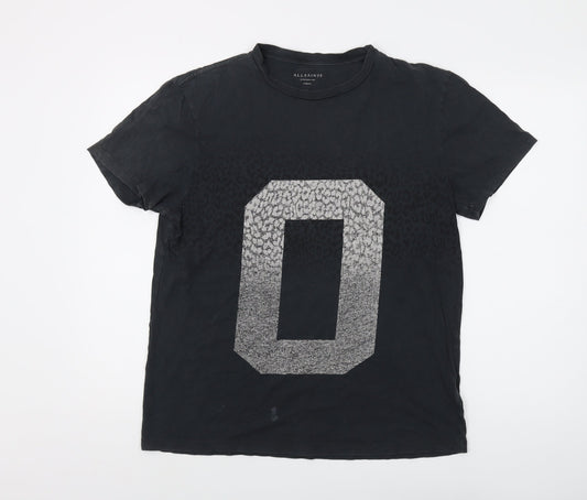 AllSaints Men's Black Graphic Print Oversized T-Shirt XS