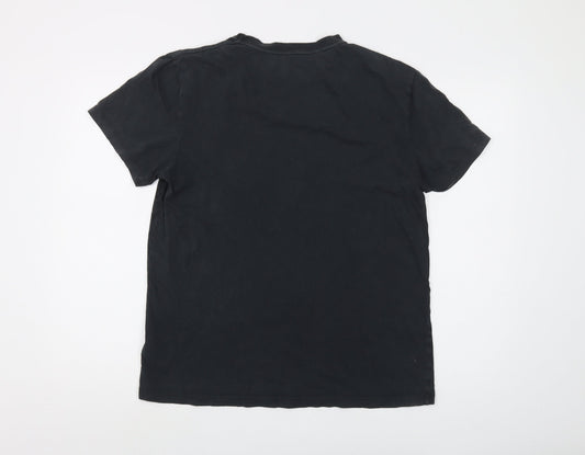 AllSaints Men's Black Graphic Print Oversized T-Shirt XS
