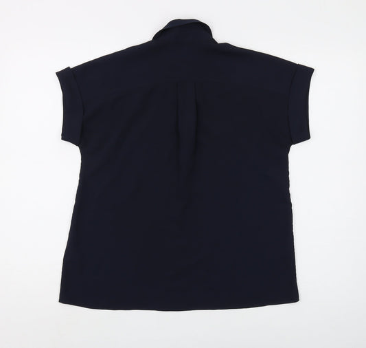 Tommy Hilfiger Women's Blue Collared Blouse Size 2