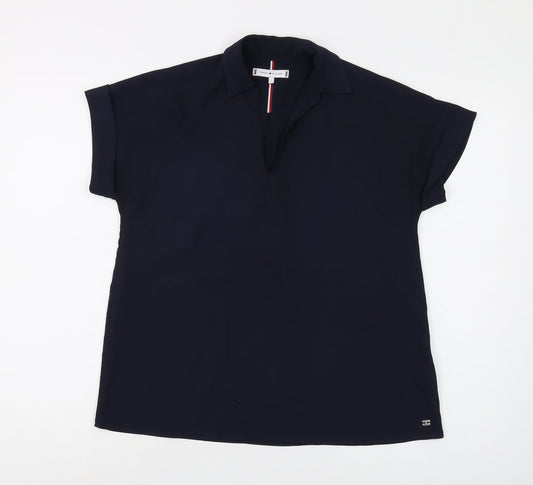 Tommy Hilfiger Women's Blue Collared Blouse Size 2