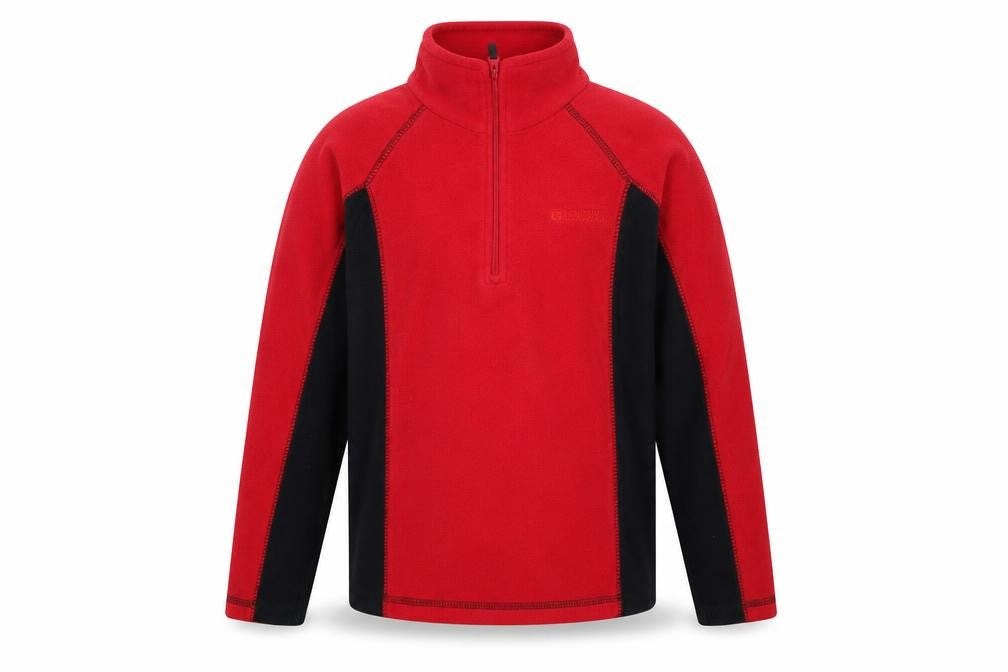 Front view of Mountain Warehouse boys’ red fleece zip sweatshirt 9-10 years outdoor