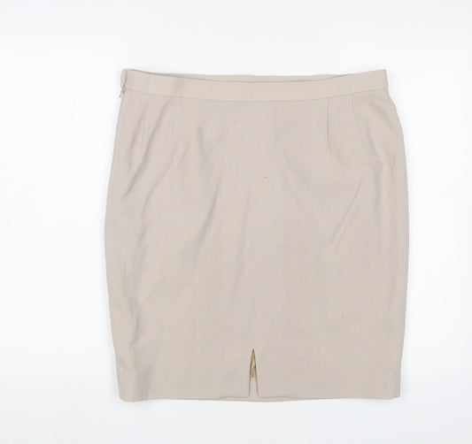 Jaeger Women's Beige Wool Pencil Skirt, Size 16