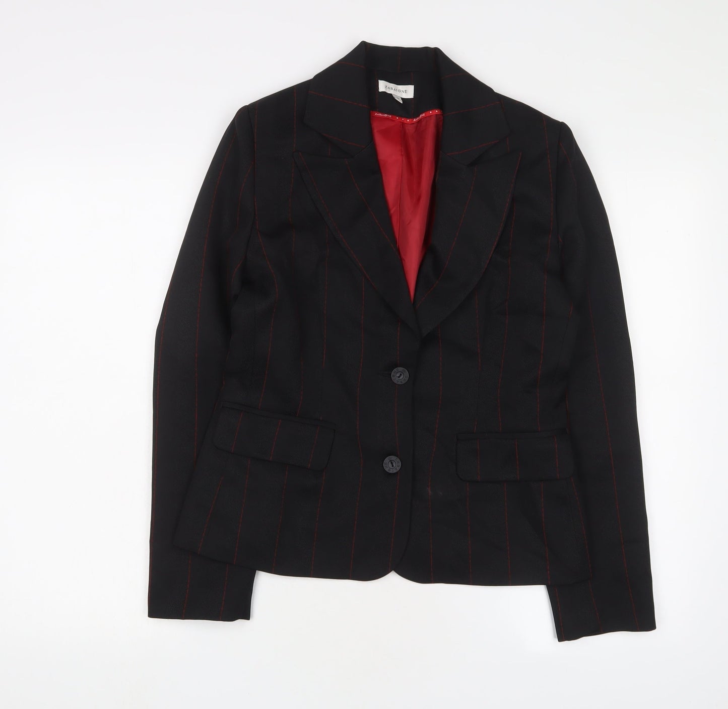 Zabaione Women's Black Striped Blazer Size 8