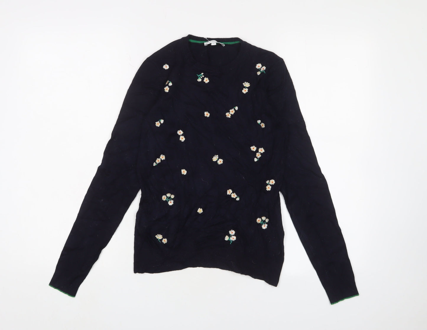 Warehouse Women's Blue Embroidered Pullover Jumper Size 4