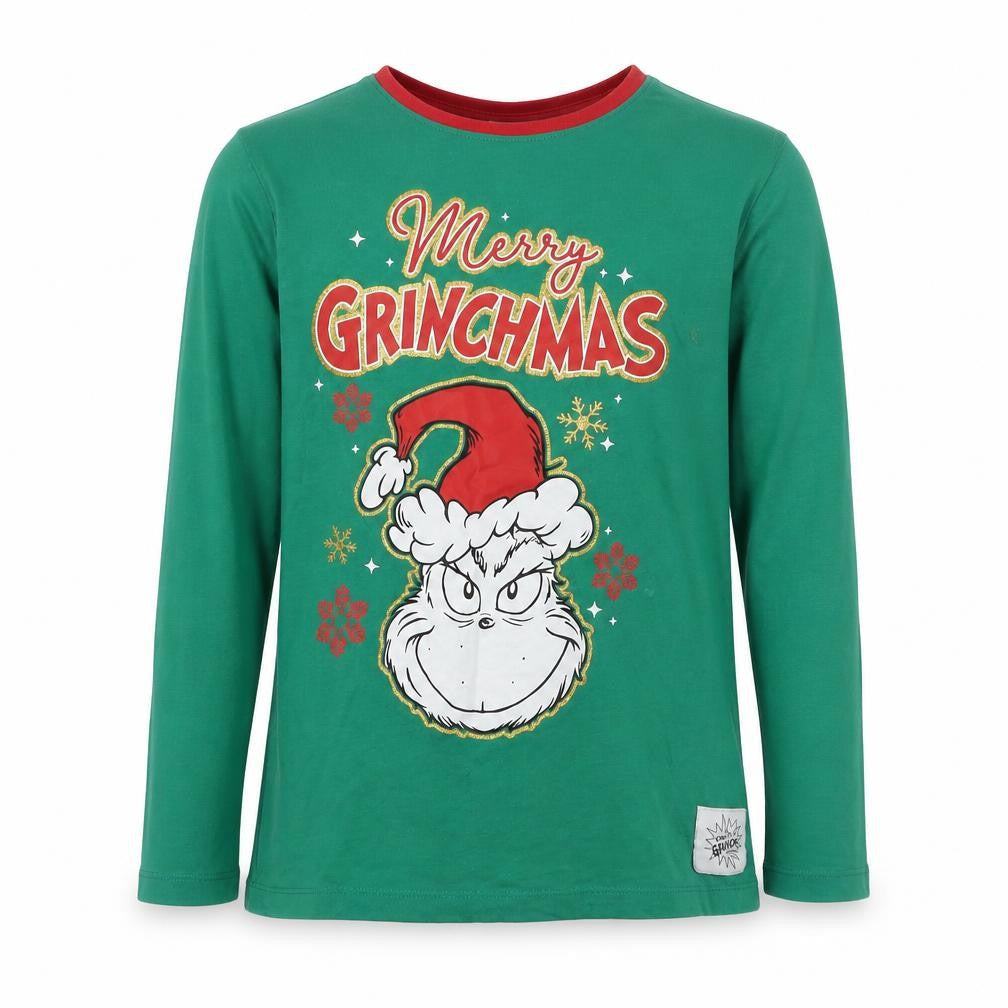 The Grinch Boys Green Christmas T-Shirt, Size 10-11, Long Sleeve
