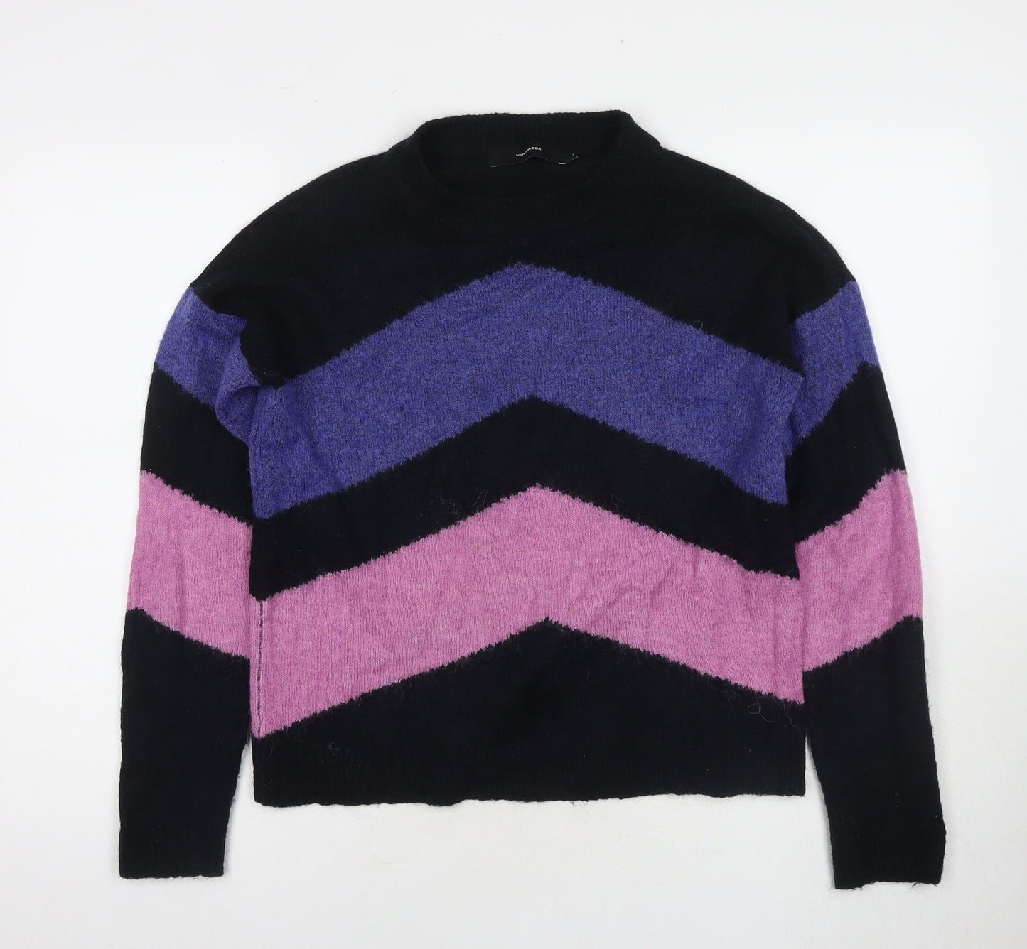 Vero Moda Women's Black Pink S Geometric Knit Jumper
