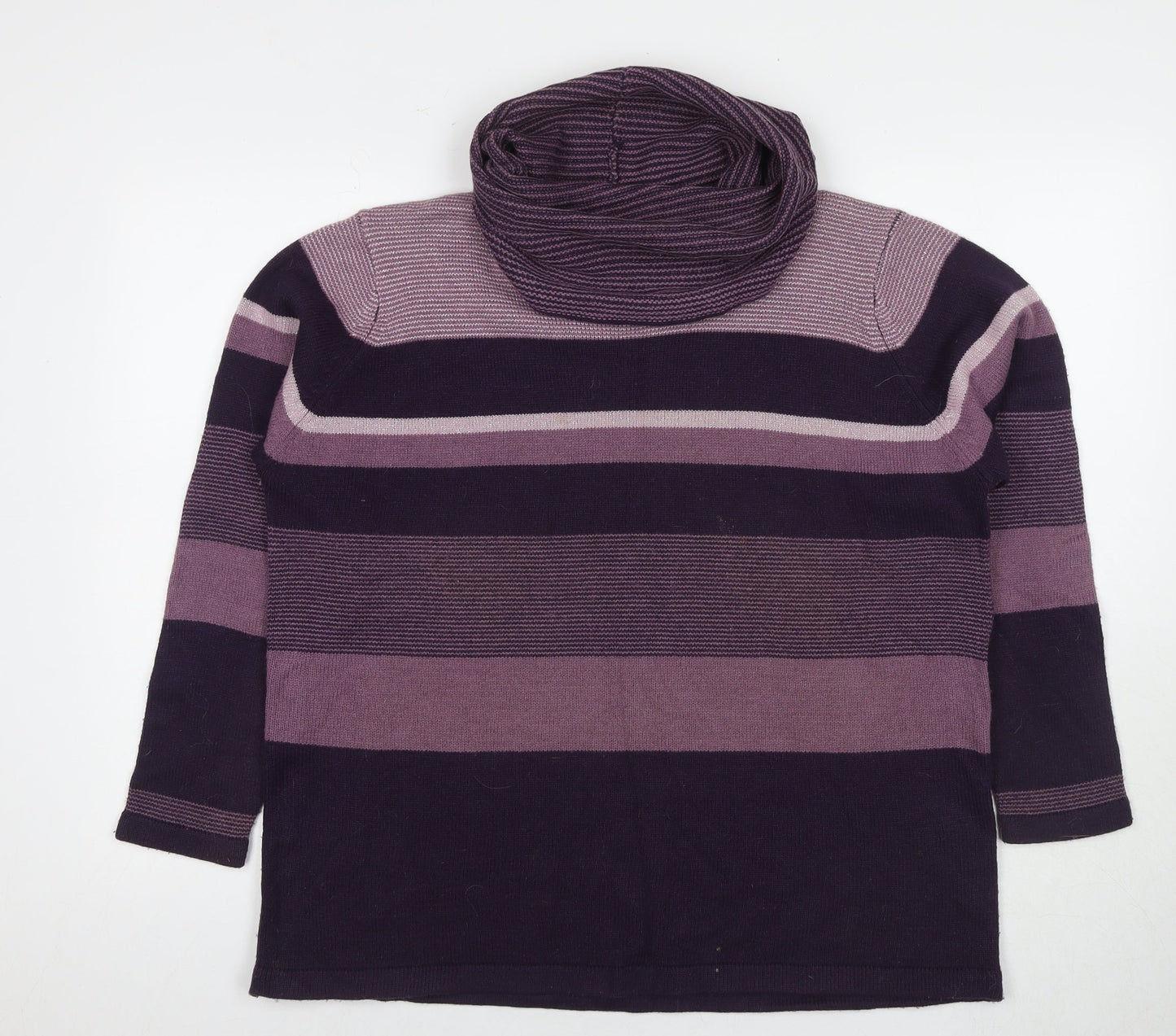 Isle Women's Multicoloured XL Striped Cowl Neck Pullover