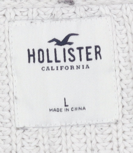 Hollister Women's White Striped Pullover Jumper L