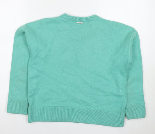 Michael Kors Women's Slim Fit Green Cashmere Pullover Jumper