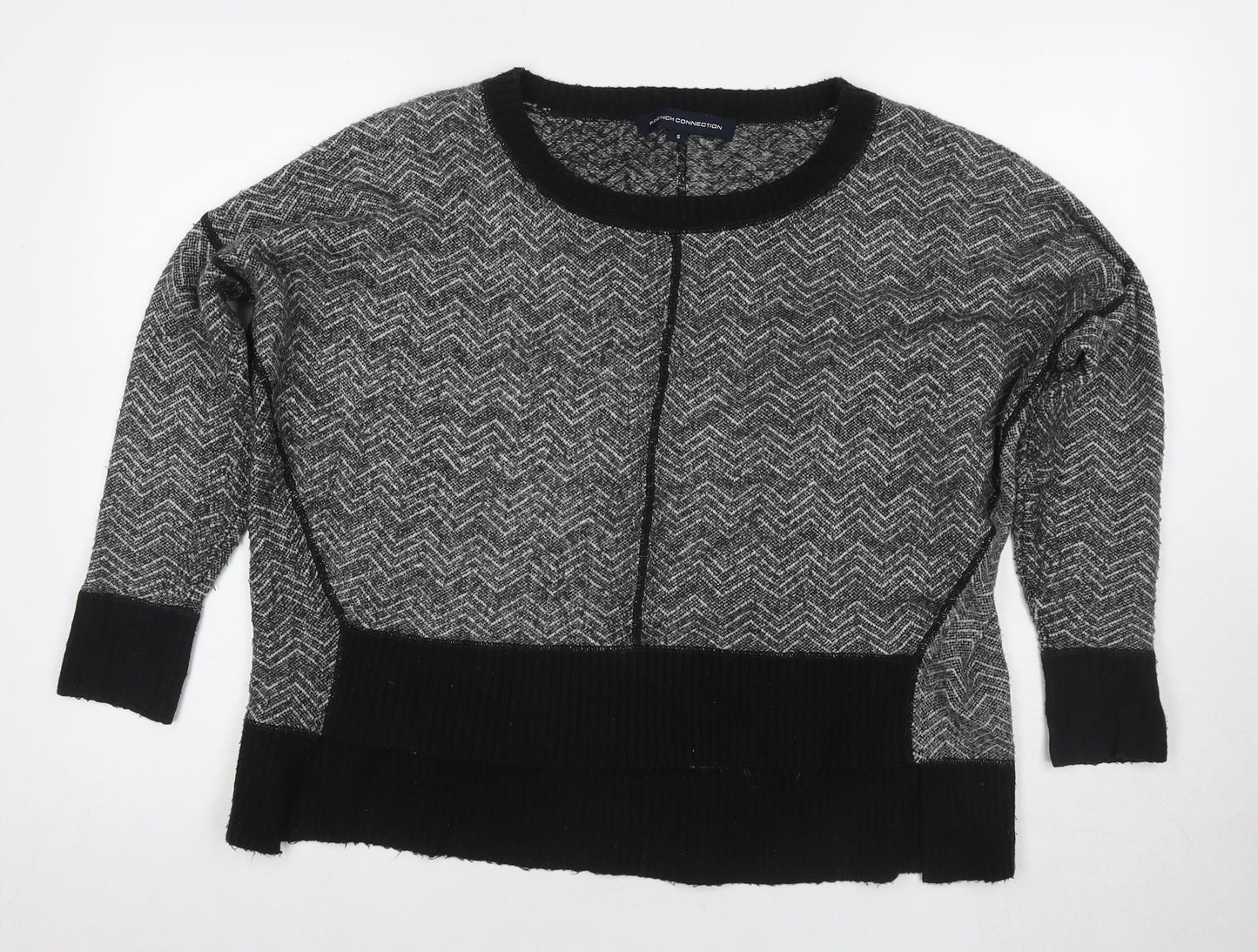 French Connection Women's Black Geometric Knit Jumper S