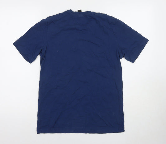 Adidas Men's Blue Cotton Regular Fit T-Shirt
