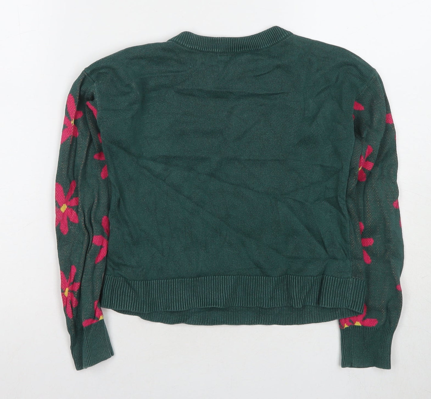 GAP Kids Girls Green Floral Pullover Jumper M Cotton