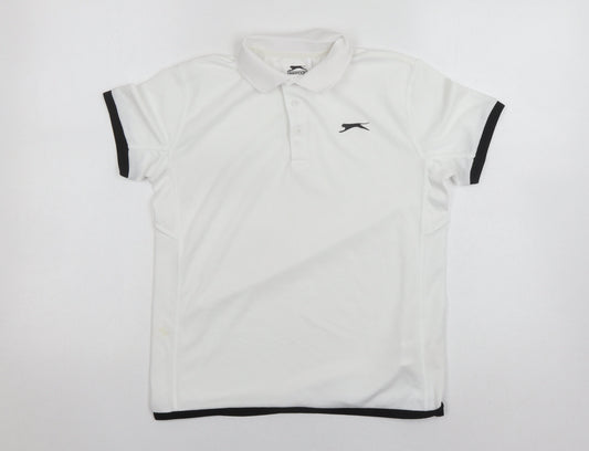 Slazenger Boys White Polo Shirt, Age 11-12, Logo Accent