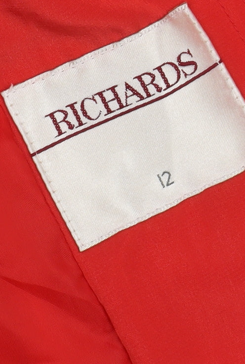 Richards Women's Red Hooded Mid-Length Coat Size 12