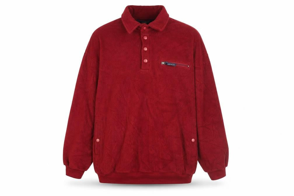Pegasus Men's Red Henley Sweatshirt - L, Collared, Buttons
