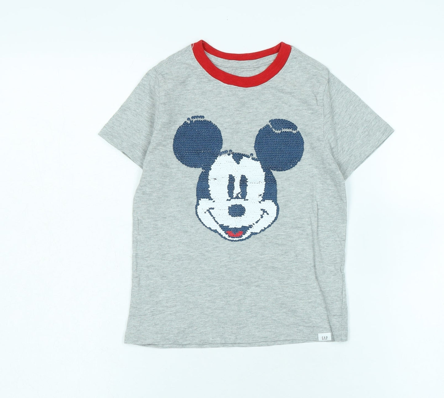 GAP Disney Girls Grey Mickey Mouse Ringer T-Shirt 5 Years