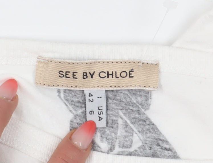 See by Chloé Women's White Basic T-Shirt Size 10
