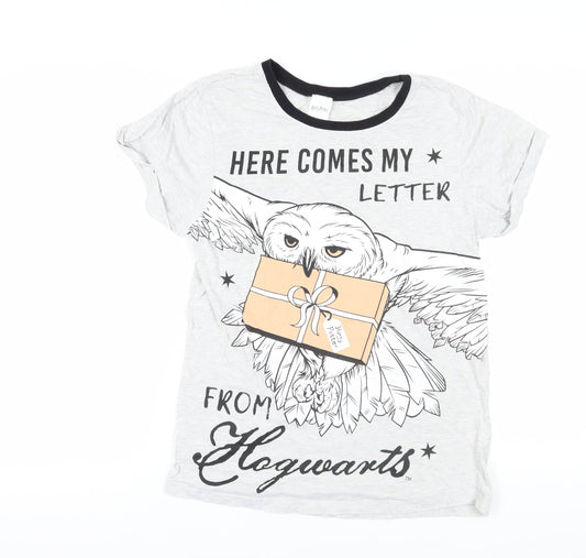 Harry Potter Grey Ringer T-Shirt Women Size 12 Movie Print