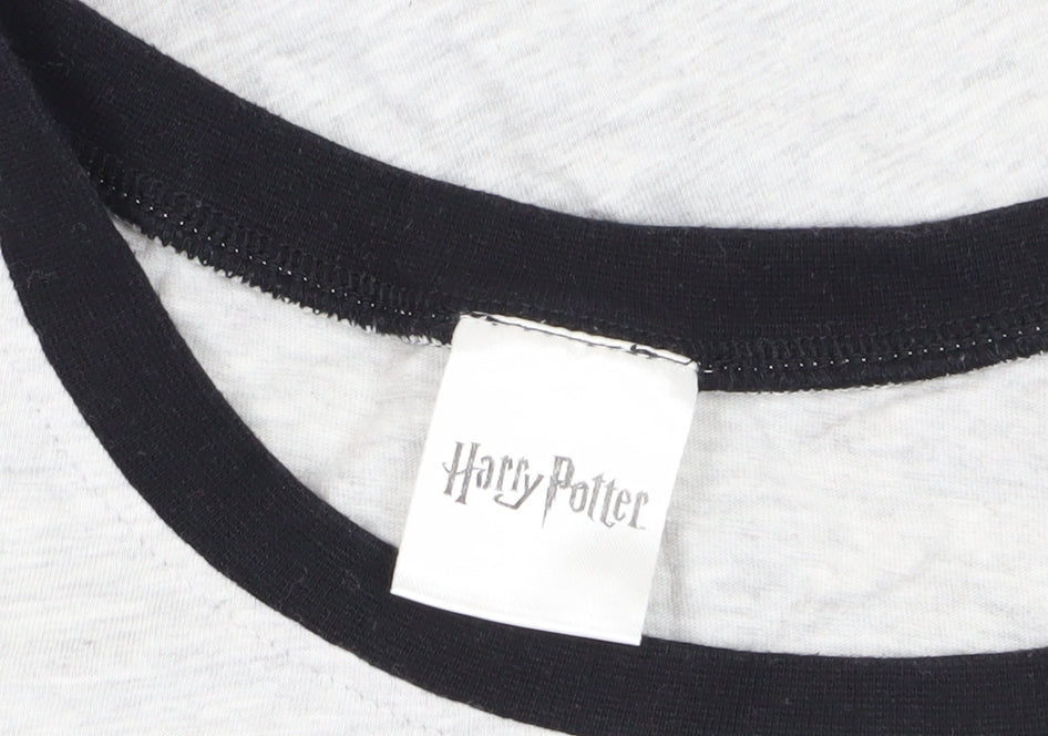 Harry Potter Grey Ringer T-Shirt Women Size 12 Movie Print