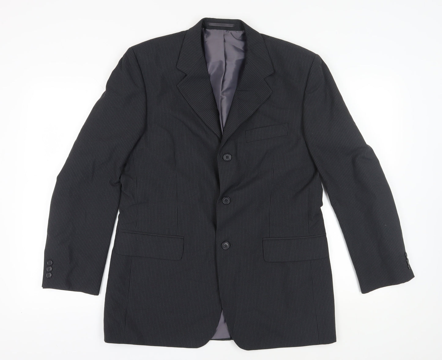 Genesis Men's Black Pinstripe Regular Fit Blazer Size 40R