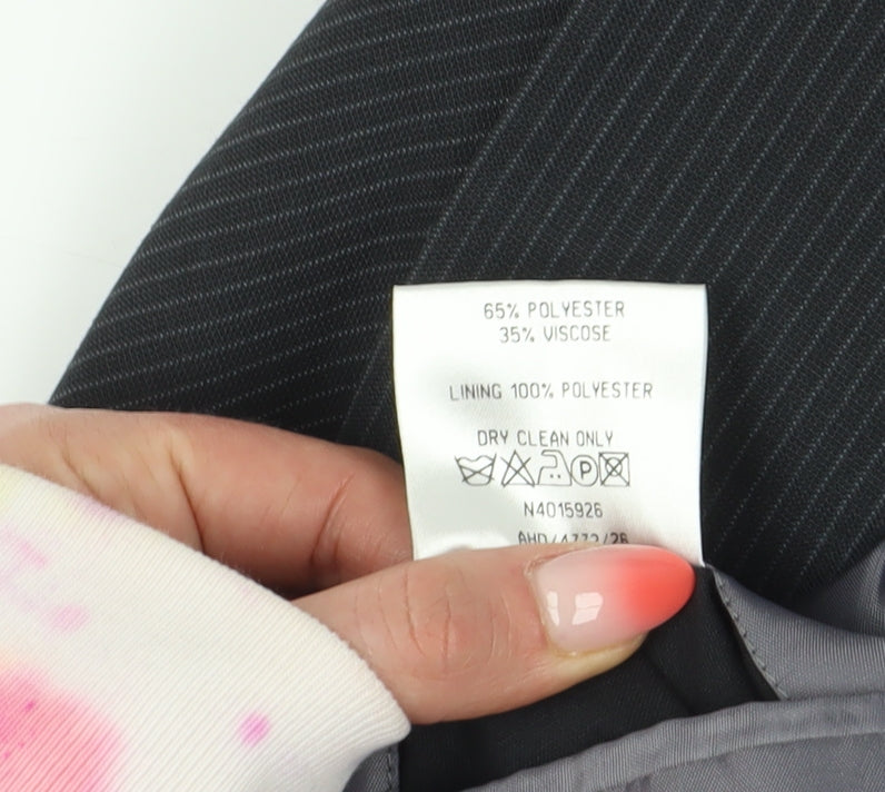 Genesis Men's Black Pinstripe Regular Fit Blazer Size 40R