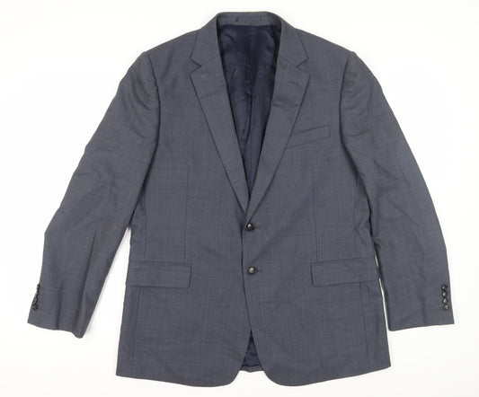 Jaeger Men's Grey Check Wool Blazer, Size 44R