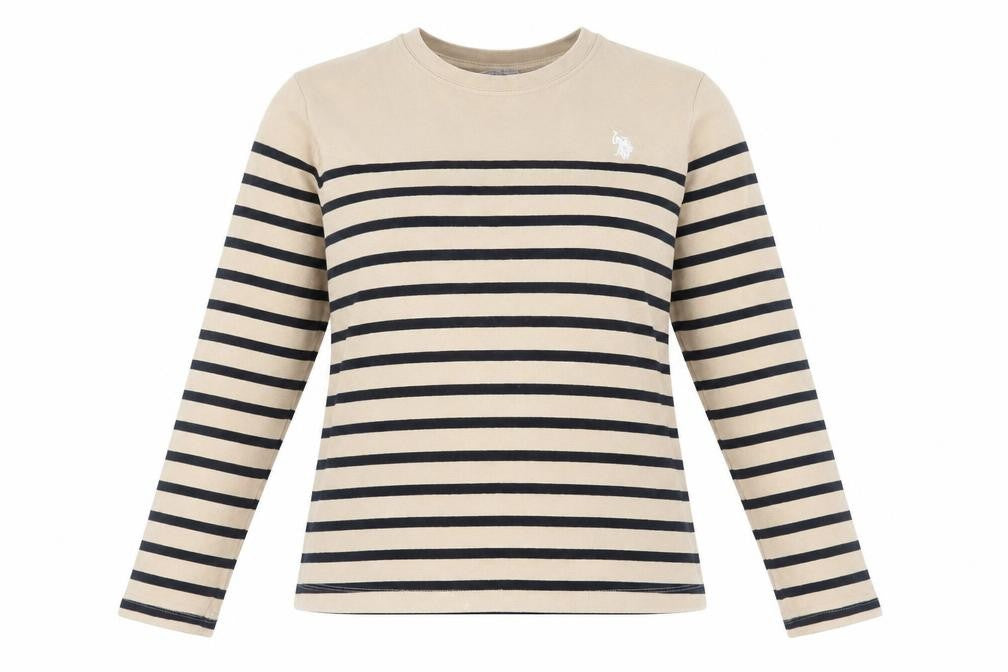 Unisex Adultss UK Size 12 U.S. Polo Assn. Beige 100% Cotton T-Shirt