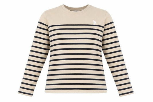 Unisex Adultss UK Size 12 U.S. Polo Assn. Beige 100% Cotton T-Shirt